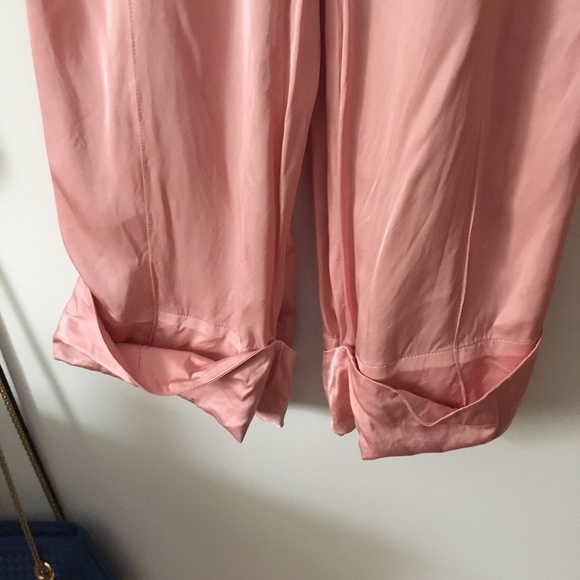 SLEEPER Pink Satin Rayon Large Cuff Pants 1 - Picture 4 of 7